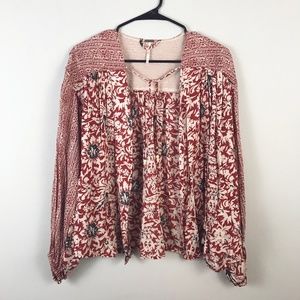 Free People Boho Red Beach Cardigan - M
